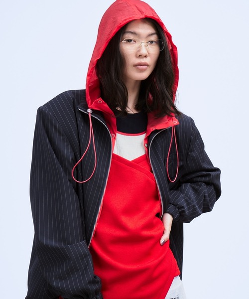 THINGS THAT MATTER（シングス ザット マター）の「HOOD LAYERED BLOUSON / フードレイヤードブルゾン（ブルゾン・レディース・グレー/ネイビー・FREE）」の16枚目の写真