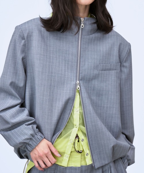 THINGS THAT MATTER（シングス ザット マター）の「HOOD LAYERED BLOUSON / フードレイヤードブルゾン（ブルゾン・レディース・グレー/ネイビー・FREE）」の8枚目の写真