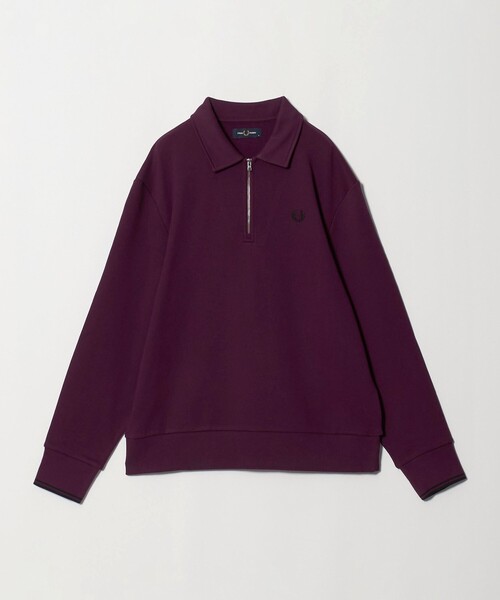 FRED PERRY(フレッドペリー)の「<FRED PERRY>ハーフジップ 長袖 スウェット(スウェット・メンズ・オフホワイト/パープル/ネイビー・L/XL/M)」の1枚目の写真