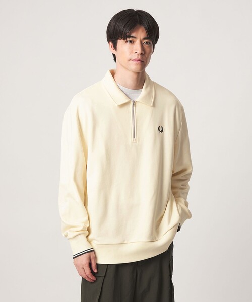 FRED PERRY(フレッドペリー)の「<FRED PERRY>ハーフジップ 長袖 スウェット(スウェット・メンズ・オフホワイト/パープル/ネイビー・L/XL/M)」の2枚目の写真