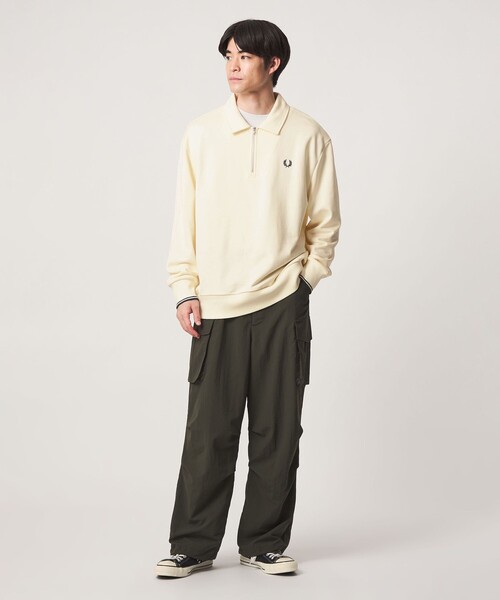 FRED PERRY(フレッドペリー)の「<FRED PERRY>ハーフジップ 長袖 スウェット(スウェット・メンズ・オフホワイト/パープル/ネイビー・L/XL/M)」の5枚目の写真