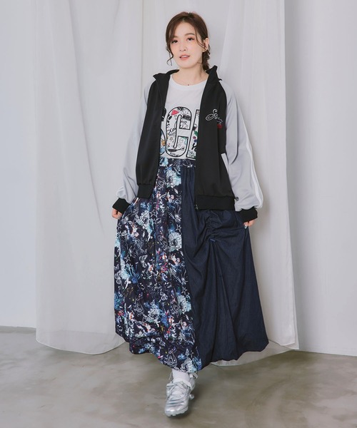 ScoLar(スカラー)の「163609:異素材使いドロスト付きバルーンスカート(スカート・レディース・ネイビー/グレー・M)」の18枚目の写真