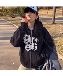 [UNISEX]GRAE-S DOT ジップアップパーカー_ブラック