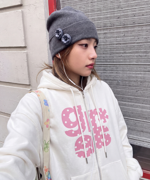 GRAVER（グレーバー）の「[UNISEX]GRAE-S DOT ジップアップパーカー_ブラック（パーカー・レディース・ブラック/ブラック×ピンク・MEDIUM/LARGE）」の6枚目の写真