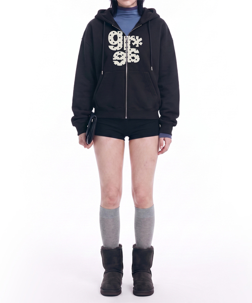 GRAVER（グレーバー）の「[UNISEX]GRAE-S DOT ジップアップパーカー_ブラック（パーカー・レディース・ブラック/ブラック×ピンク・MEDIUM/LARGE）」の7枚目の写真
