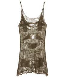 DISTRESSED KNIT VEST IN KHAKI
