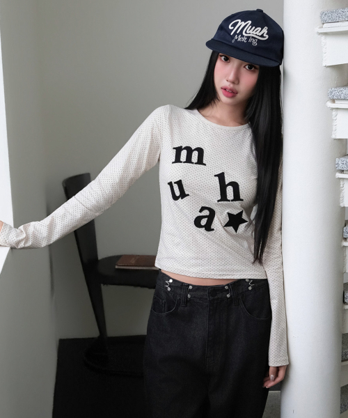 muahmuah（ムーアムーア）の「ドットパッチロゴ 長袖Tシャツ [オートミール]（Tシャツ/カットソー・レディース・その他・FREE）」の10枚目の写真