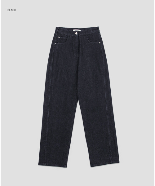 ATELIER NAIN(アトリエナイン)の「(PT-5822)PIN-WALE カーブドデニムパンツ(デニムパンツ・レディース・ブラック・SMALL/MEDIUM)」の1枚目の写真