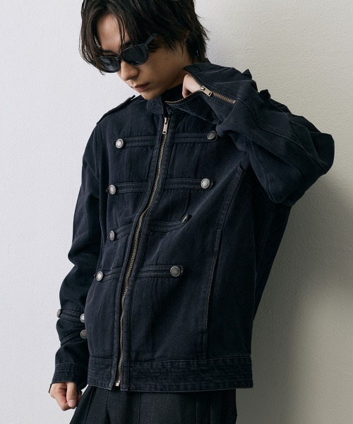 Shoowtime（ショウタイム）の「Military Napoleon Denim Jacket / ミリタリーナポレオンデニムジャケット（デニムジャケット・メンズ・ブラック・X-LARGE/LARGE/MEDIUM/SMALL）」の14枚目の写真