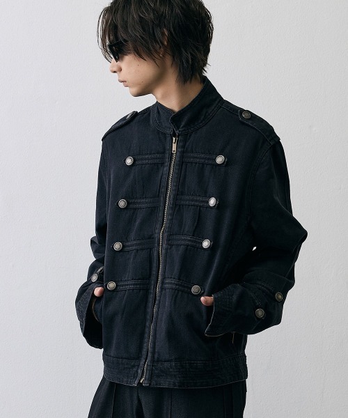Shoowtime（ショウタイム）の「Military Napoleon Denim Jacket / ミリタリーナポレオンデニムジャケット（デニムジャケット・メンズ・ブラック・X-LARGE/LARGE/MEDIUM/SMALL）」の3枚目の写真