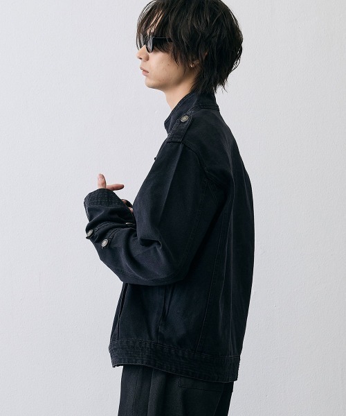 Shoowtime（ショウタイム）の「Military Napoleon Denim Jacket / ミリタリーナポレオンデニムジャケット（デニムジャケット・メンズ・ブラック・X-LARGE/LARGE/MEDIUM/SMALL）」の4枚目の写真