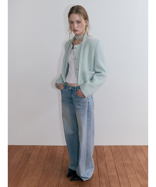 ETMON(エトモン)の「ストラップ付きヘアリーウールジャケット ミント(その他アウター・レディース・その他・SMALL/MEDIUM)」の4枚目の写真
