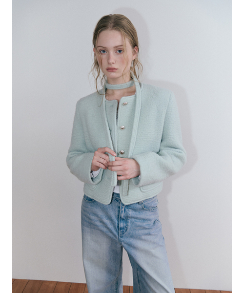 ETMON(エトモン)の「ストラップ付きヘアリーウールジャケット ミント(その他アウター・レディース・その他・SMALL/MEDIUM)」の5枚目の写真