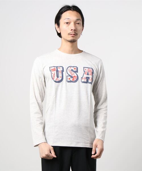 Lens Concave(レンズコンケイブ)の「*U.S.A Tee(Tシャツ/カットソー・メンズ・グレー/オートミール/ブラック/ピンク・MEDIUM/LARGE)」の3枚目の写真