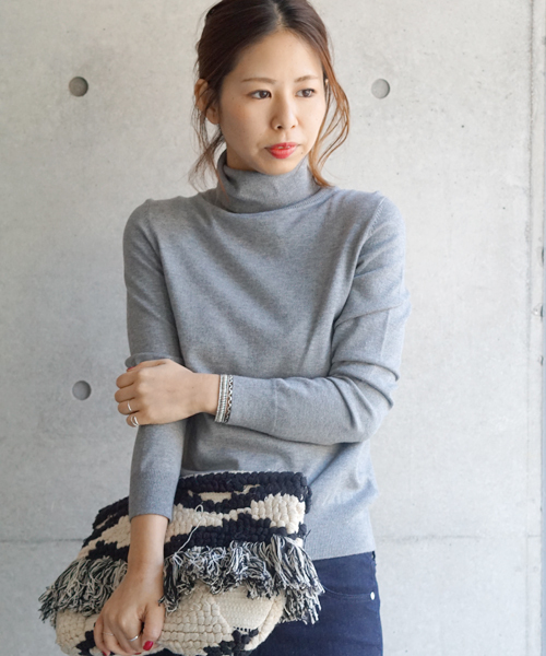 laboratory work(ラボラトリーワーク)の「ウォッシャブルレーヨンウールタートル(ニット/セーター・レディース・ブラック/ネイビー/グレー/キャメル/レッド・MEDIUM)」の3枚目の写真