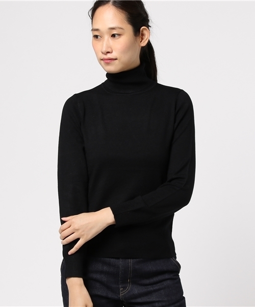 laboratory work(ラボラトリーワーク)の「ウォッシャブルレーヨンウールタートル(ニット/セーター・レディース・ブラック/ネイビー/グレー/キャメル/レッド・MEDIUM)」の14枚目の写真