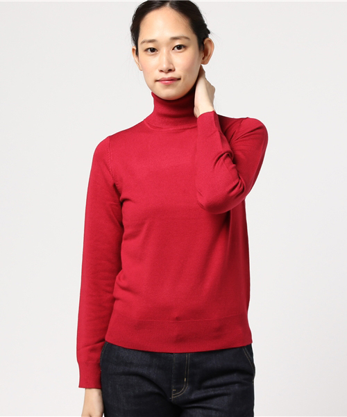 laboratory work(ラボラトリーワーク)の「ウォッシャブルレーヨンウールタートル(ニット/セーター・レディース・ブラック/ネイビー/グレー/キャメル/レッド・MEDIUM)」の17枚目の写真