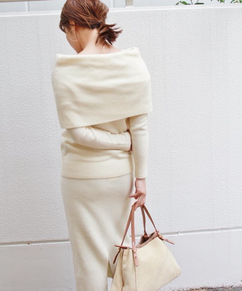 FIGARO Paris（フィガロパリ）の「ジーロンラム オフショルプルオーバー◆（ニット/セーター・レディース・アイボリー/グレー・FREE）」の18枚目の写真