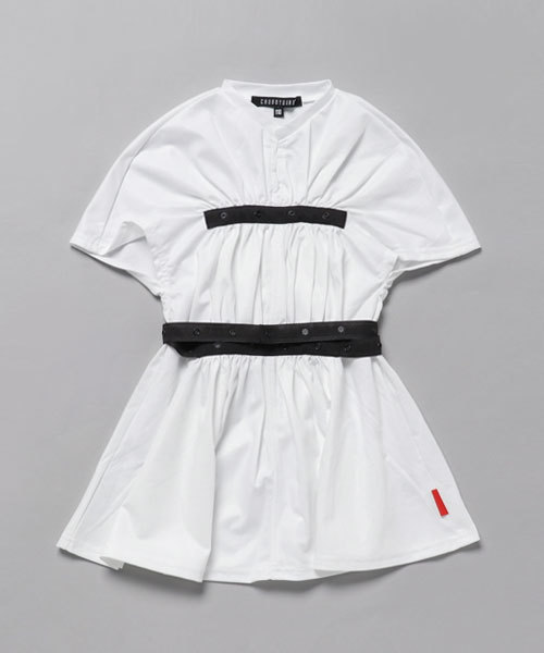 CHUBBYGANG（チャビーギャング）の「2WAYテープギャザーワンピース（ワンピース・キッズ・ホワイト/ブラック/グレー・140/160/120/130/110/150/100）」の4枚目の写真