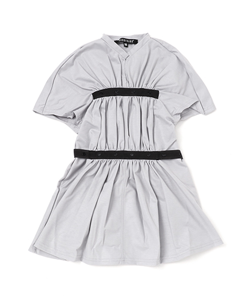 CHUBBYGANG（チャビーギャング）の「2WAYテープギャザーワンピース（ワンピース・キッズ・ホワイト/ブラック/グレー・140/160/120/130/110/150/100）」の3枚目の写真