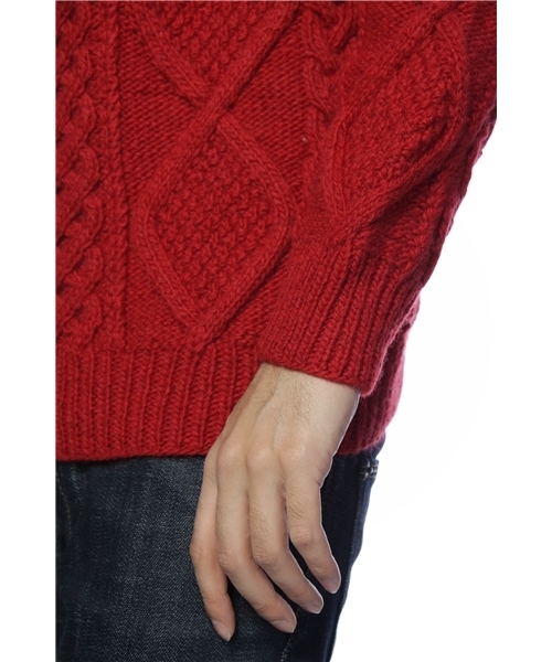 BEAUTY&YOUTH UNITED ARROWS（ビューティーアンドユースユナイテッドアローズ）の「BY アラン クルーネックニット (mg1101bN)　§　◆（ニット/セーター・メンズ・グレー/ナチュラル/レッド/ネイビー・LARGE/MEDIUM/SMALL）」の8枚目の写真