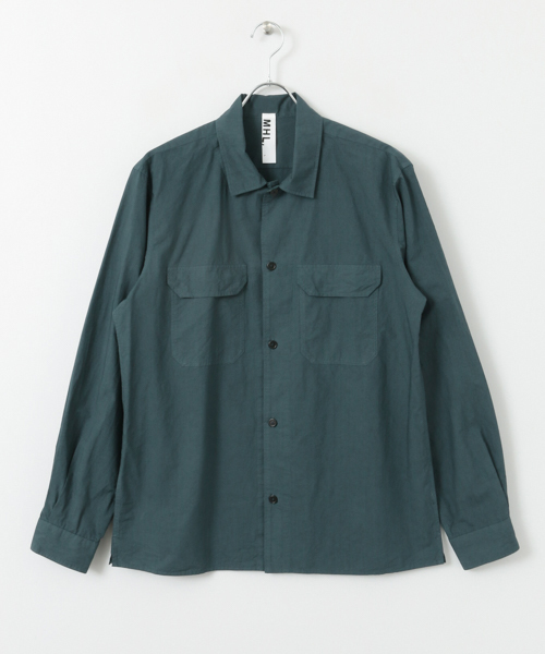 MHL.（エムエイチエル）の「【TVドラマ着用】MHL.×UR  別注C/L POPLIN SHT（シャツ/ブラウス・メンズ・ブルー/カーキ・MEDIUM/LARGE）」の9枚目の写真