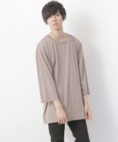 MONO-MART（モノマート）の「ビッグシルエットドロップショルダー ビッグシルエット とろみカットソー（Tシャツ/カットソー・メンズ・ホワイト/レッド/ブラック/ベージュ/ネイビー/グレー/ブルーグリーン/スモークピンク/ピンク/グレー系その他/オリーブ/チャコール/ベージュ系その他/レッド系その他/ホワイト系その他/ブラック系その他/ターコイズブルー/グレー系その他2/ブルー系その他/ピンク系その他/ベージュ系その他3/グレー系その他3/ブラック系その他2/ホワイト系その他2/ブラウン系その他/パープル系その他/ライトブルー/イエロー/サックスブルー/オレンジ/ブラウン/グリーン/ブラック系その他3/オフホワイト/ダークネイビー・FREE/フリー/ONE SIZE）」の16枚目の写真