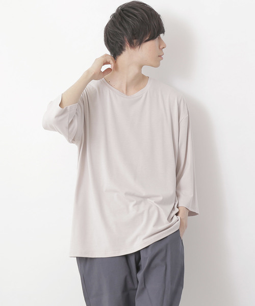 MONO-MART（モノマート）の「ビッグシルエットドロップショルダー ビッグシルエット とろみカットソー（Tシャツ/カットソー・メンズ・ホワイト/レッド/ブラック/ベージュ/ネイビー/グレー/ブルーグリーン/スモークピンク/ピンク/グレー系その他/オリーブ/チャコール/ベージュ系その他/レッド系その他/ホワイト系その他/ブラック系その他/ターコイズブルー/グレー系その他2/ブルー系その他/ピンク系その他/ベージュ系その他3/グレー系その他3/ブラック系その他2/ホワイト系その他2/ブラウン系その他/パープル系その他/ライトブルー/イエロー/サックスブルー/オレンジ/ブラウン/グリーン/ブラック系その他3/オフホワイト/ダークネイビー・FREE/フリー/ONE SIZE）」の10枚目の写真