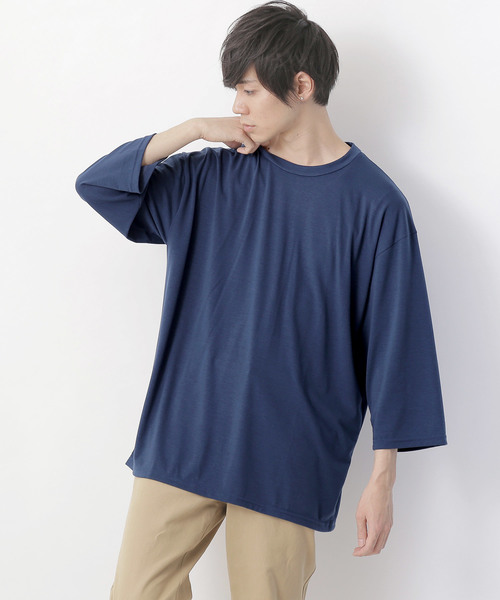 MONO-MART（モノマート）の「ビッグシルエットドロップショルダー ビッグシルエット とろみカットソー（Tシャツ/カットソー・メンズ・ホワイト/レッド/ブラック/ベージュ/ネイビー/グレー/ブルーグリーン/スモークピンク/ピンク/グレー系その他/オリーブ/チャコール/ベージュ系その他/レッド系その他/ホワイト系その他/ブラック系その他/ターコイズブルー/グレー系その他2/ブルー系その他/ピンク系その他/ベージュ系その他3/グレー系その他3/ブラック系その他2/ホワイト系その他2/ブラウン系その他/パープル系その他/ライトブルー/イエロー/サックスブルー/オレンジ/ブラウン/グリーン/ブラック系その他3/オフホワイト/ダークネイビー・FREE/フリー/ONE SIZE）」の22枚目の写真