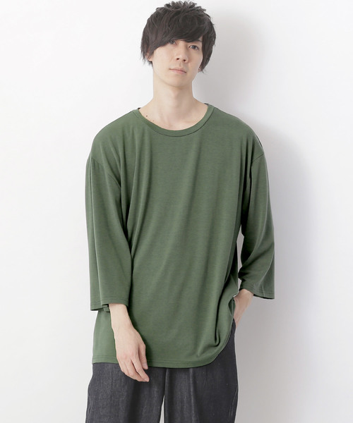 MONO-MART（モノマート）の「ビッグシルエットドロップショルダー ビッグシルエット とろみカットソー（Tシャツ/カットソー・メンズ・ホワイト/レッド/ブラック/ベージュ/ネイビー/グレー/ブルーグリーン/スモークピンク/ピンク/グレー系その他/オリーブ/チャコール/ベージュ系その他/レッド系その他/ホワイト系その他/ブラック系その他/ターコイズブルー/グレー系その他2/ブルー系その他/ピンク系その他/ベージュ系その他3/グレー系その他3/ブラック系その他2/ホワイト系その他2/ブラウン系その他/パープル系その他/ライトブルー/イエロー/サックスブルー/オレンジ/ブラウン/グリーン/ブラック系その他3/オフホワイト/ダークネイビー・FREE/フリー/ONE SIZE）」の19枚目の写真