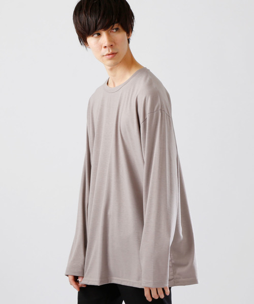 MONO-MART（モノマート）の「ビッグシルエットドロップショルダー ビッグシルエット とろみカットソー（Tシャツ/カットソー・メンズ・ホワイト/レッド/ブラック/ベージュ/ネイビー/グレー/ブルーグリーン/スモークピンク/ピンク/グレー系その他/オリーブ/チャコール/ベージュ系その他/レッド系その他/ホワイト系その他/ブラック系その他/ターコイズブルー/グレー系その他2/ブルー系その他/ピンク系その他/ベージュ系その他3/グレー系その他3/ブラック系その他2/ホワイト系その他2/ブラウン系その他/パープル系その他/ライトブルー/イエロー/サックスブルー/オレンジ/ブラウン/グリーン/ブラック系その他3/オフホワイト/ダークネイビー・FREE/フリー/ONE SIZE）」の18枚目の写真