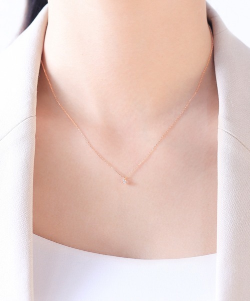 ブルーム　ピンクゴールド k10 ネックレス セール】K10 ピンクゴールド ダイヤモンド（0.03ct) ネックレス