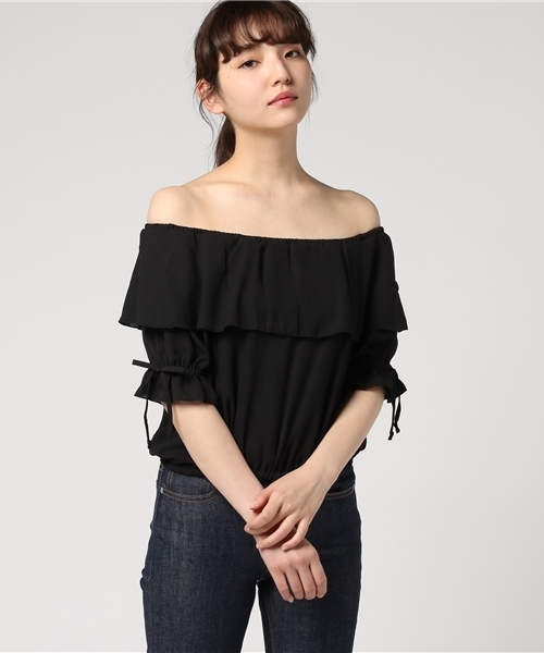 VENCEEXCHANGE(ヴァンスエクスチェンジ)の「無地オフショルプルオーバー (Tシャツ/カットソー・レディース・オフホワイト/ブラック/イエロー/レッド/ブラウン・MEDIUM)」の1枚目の写真