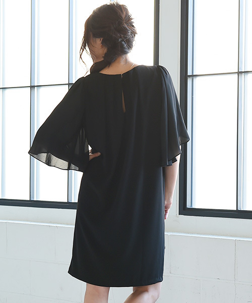 Luz Llena（ラズレナ）の「スリーブシフォンワンピース（ドレス・レディース・ブラック/グレー・MEDIUM/LARGE）」の3枚目の写真