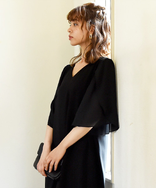 Luz Llena（ラズレナ）の「スリーブシフォンワンピース（ドレス・レディース・ブラック/グレー・MEDIUM/LARGE）」の13枚目の写真