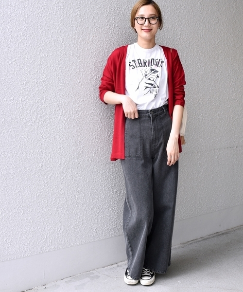 liflattie ships（リフラティ シップス）の「liflattie ships:ブラック デニム ワイドパンツ ◇（デニムパンツ・レディース・ブラック・MEDIUM/SMALL/LARGE）」の3枚目の写真