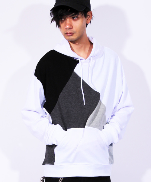 ８(eight)（エイト）の「切替 プルオーバー パーカー スウェット（パーカー・メンズ・ブラック/ホワイト・LARGE/MEDIUM）」の2枚目の写真