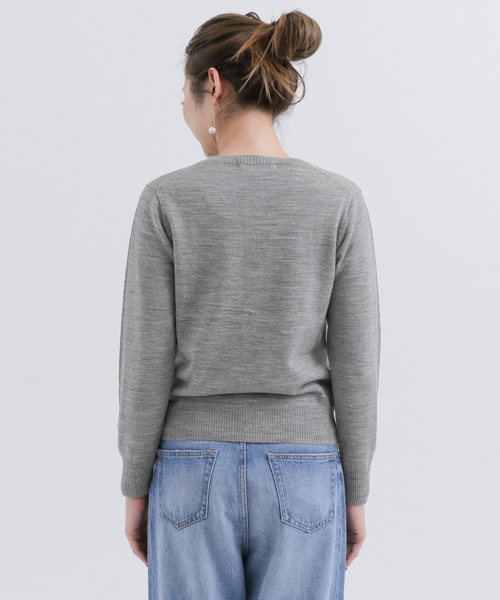 URBAN RESEARCH Sonny Label（アーバンリサーチサニーレーベル）の「ウォッシャブルウールクルーネックカーディガン（カーディガン/ボレロ・レディース・ブラック/ブラウン/グレー/オフホワイト・FREE）」の5枚目の写真