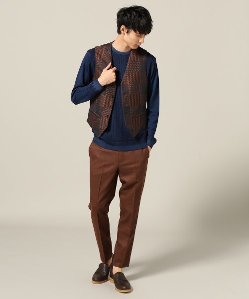 EDIFICE（エディフィス）の「◇米沢ジャガード グレンチェックベスト（ブルゾン・メンズ・ネイビー/オレンジ・44/46/48）」の10枚目の写真