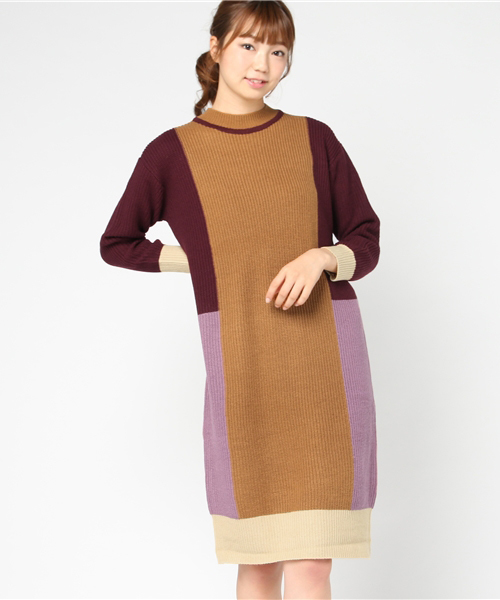 N.(N. Natural Beauty Basic)(エヌエヌナチュラルビューティーベーシック)の「カラーブロックニットワンピース(ワンピース・レディース・レッド/ブルー・MEDIUM)」の17枚目の写真