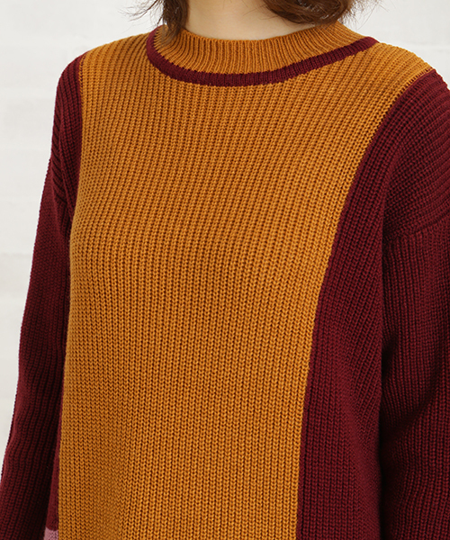 N.(N. Natural Beauty Basic)(エヌエヌナチュラルビューティーベーシック)の「カラーブロックニットワンピース(ワンピース・レディース・レッド/ブルー・MEDIUM)」の18枚目の写真