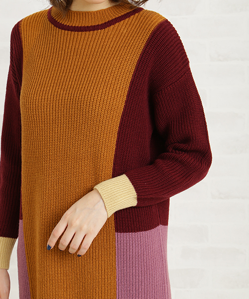 N.(N. Natural Beauty Basic)(エヌエヌナチュラルビューティーベーシック)の「カラーブロックニットワンピース(ワンピース・レディース・レッド/ブルー・MEDIUM)」の16枚目の写真