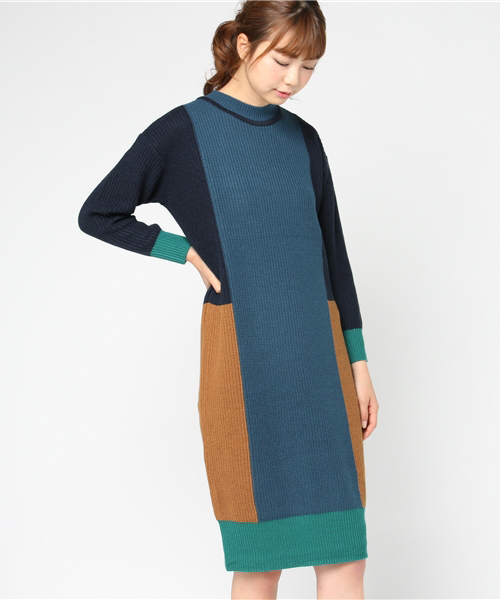 N.(N. Natural Beauty Basic)(エヌエヌナチュラルビューティーベーシック)の「カラーブロックニットワンピース(ワンピース・レディース・レッド/ブルー・MEDIUM)」の22枚目の写真