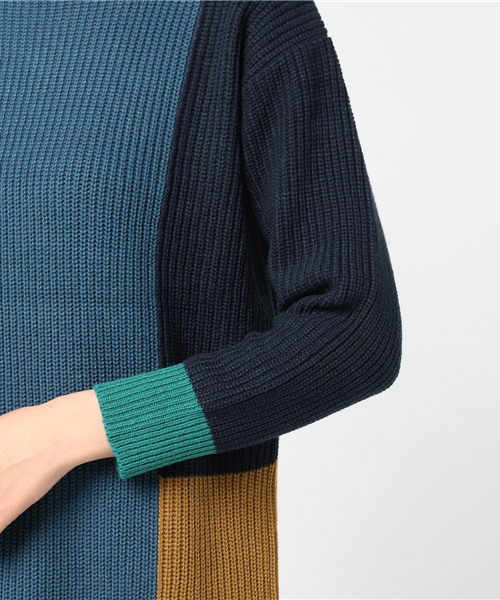 N.(N. Natural Beauty Basic)(エヌエヌナチュラルビューティーベーシック)の「カラーブロックニットワンピース(ワンピース・レディース・レッド/ブルー・MEDIUM)」の5枚目の写真