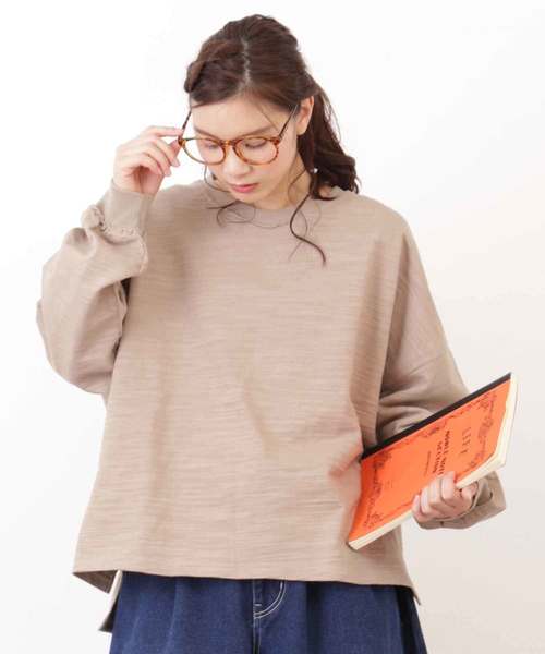 CUBE SUGAR（キューブシュガー）の「スラブ天竺パフスリーブビッグクルー（Tシャツ/カットソー・レディース・ホワイト/ベージュ/ネイビー/カーキ・M）」の3枚目の写真