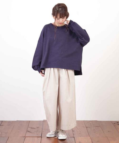 CUBE SUGAR（キューブシュガー）の「スラブ天竺パフスリーブビッグクルー（Tシャツ/カットソー・レディース・ホワイト/ベージュ/ネイビー/カーキ・M）」の15枚目の写真