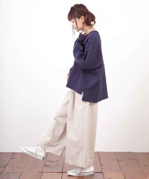 CUBE SUGAR（キューブシュガー）の「スラブ天竺パフスリーブビッグクルー（Tシャツ/カットソー・レディース・ホワイト/ベージュ/ネイビー/カーキ・M）」の14枚目の写真