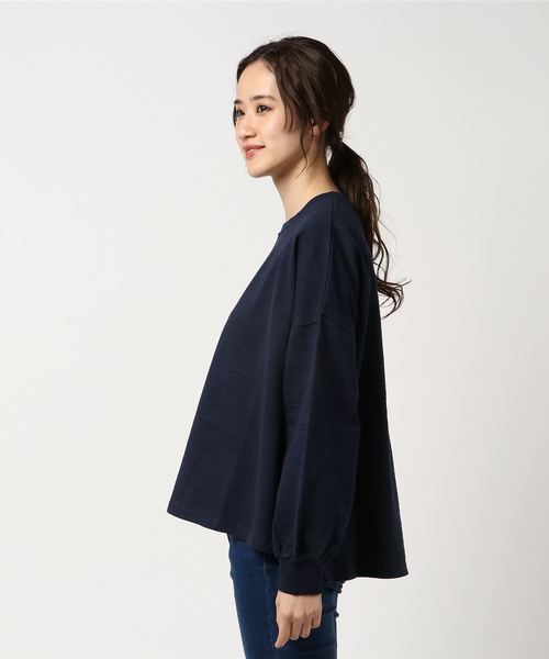 CUBE SUGAR（キューブシュガー）の「スラブ天竺パフスリーブビッグクルー（Tシャツ/カットソー・レディース・ホワイト/ベージュ/ネイビー/カーキ・M）」の16枚目の写真