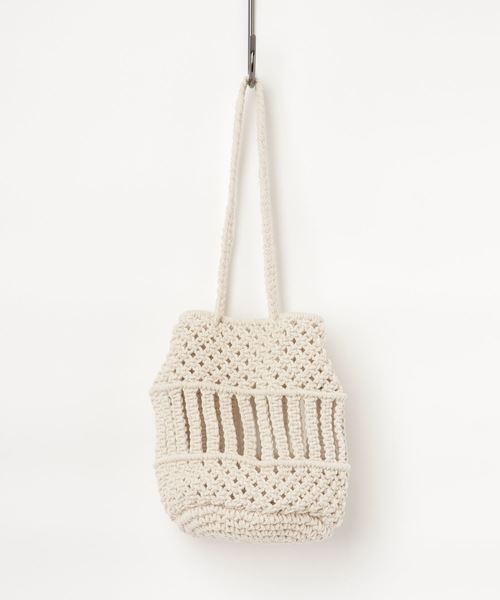 RIVE DROITE(リヴドロワ)の「マクラメバッグ(ショルダーバッグ・レディース・アイボリー/ブラック/ラベンダー・FREE)」の4枚目の写真