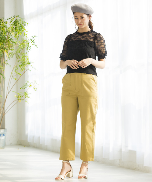 WEGO（ウィゴー）の「WEGO/パフスリーブレース5分袖Tシャツ（Tシャツ/カットソー・レディース・ホワイト/ブラック/アイボリー・FREE）」の14枚目の写真